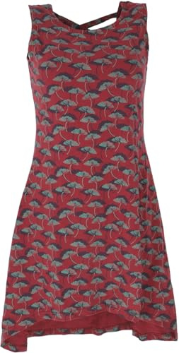 GURU SHOP Minikleid mit Riemchenrücken aus Bio-Baumwolle, Vokuhila Kleid - Rot, Damen, Size:L