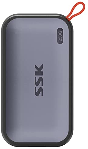 SSK Portable SSD 256GB External Solid State Drives, up to 1050MB/s USB C SSD External Hard Drive USB 3.2 Gen2 for iPhone 15/16/Pro, Windows, Mac, Android Phones and Tablets