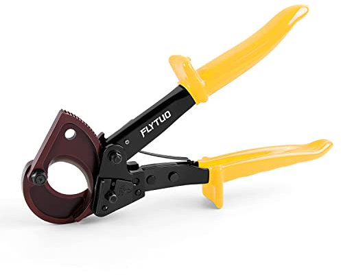 Flytuo FT-325 - Cortadores de cables de trinquete para aluminio, cobre y cable eléctrico de hasta 240 mm cuadrados (amarillo)