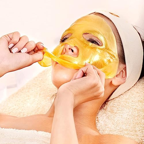 Maschera Facciale in Gel Oro 24K - Trattamento Premium Idratante e Rassodante, Antirughe, Illuminante - Riduzione Occhiaie e Gonfiori, con Aloe Vera e Acido Ialuronico - Per Tutti i Tipi di Pelle