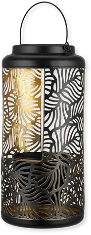 REV Lampe solaire - Lampe de jardin de 38 cm avec bol décoratif et arceau de suspension - Belle décoration de jardin, métal, IP44, noire