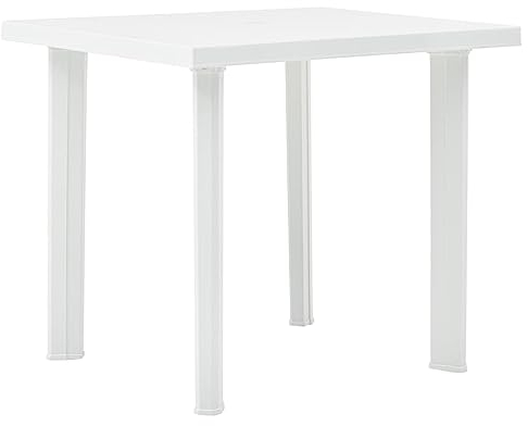 Camerina Mesa de jardín de plástico Blanco 80x75x72 cm Mesa terraza Exterior Mesa de Comedor jardín Mesa Jardin Exterior Garden Table mesas terraza