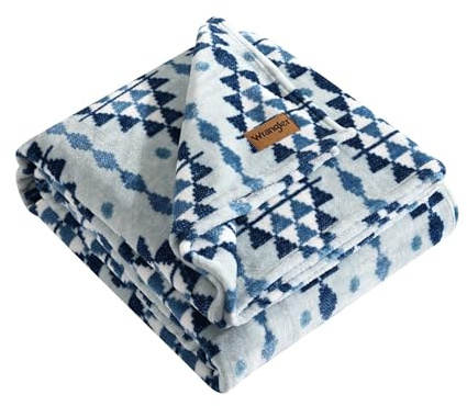 Wrangler - Manta Individual, Ropa de Cama de Forro Polar de Felpa ultrasuave, Inspirada en Yellowstone, acogedora decoración del hogar para Cama o sofá (Azul Occidental, Individual)