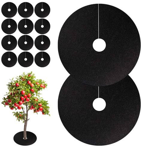 Les-Theresa 52 cm Tappetino per Erbacce da Giardino, 12 Pezzi Tappetino Pacciamatura, Telo Pacciamatura Albero, Dischi Pacciamatura per Piante, Alberi Nuovi, Vivai, Giardini, Frutteti, Orti e Giardini