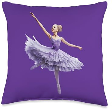 Purple Violet Ballerina Dance Ballet Watercolor Throw Pillow