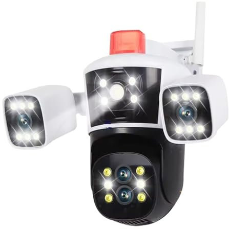 Telecamere per la sicurezza domestica Telecamera di sorveglianza domestica intelligente con zoom PTZ 10X, quattro obiettivi, telecamere con vista panoramica a 360°, video sorveglianza CCTV da 16 MP,