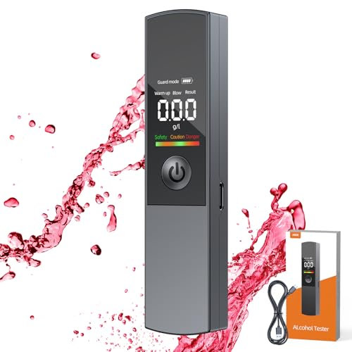 ENRIPRT Alkoholtester Polizeigenau, Professioneller Alkoholtester mit digitaler LCD-Anzeige, Tragbarer Promillemessgerät mit USB-Akku, Kein Blasrohr Erforderlich für den Einsatz auf Partys