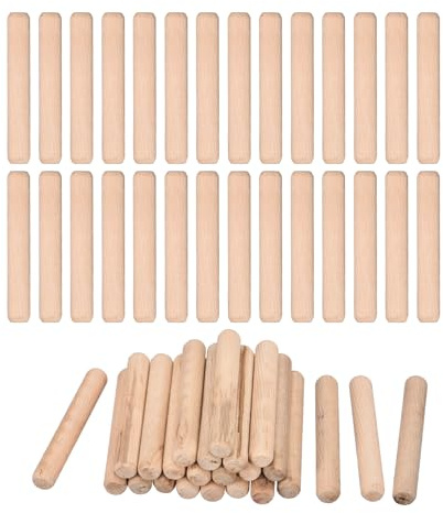 Kvartsman 60 st. Träplugg 12 x 80 mm (0,47 x 3,15) räfflade fasade ändar träpluggar pennor torkade lövträ för träbearbetning möbler hylla