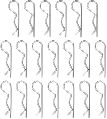 QUARKZMAN Goupille D'Attelage, 2,5mm x 50mm R Clips 304 Acier Inox 20 Pcs | Goupille De Retenue, Épingle À Cheveux Kit Assortiment Tracteurs D'Attelage, Argent