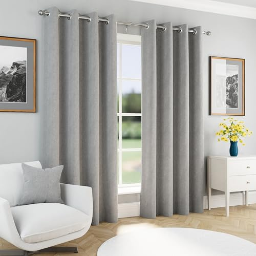 Enhanced Living Chester Blackout Eyelet Curtains Grey 66x54 (168x137cm)