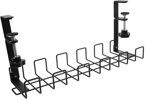 Happyyami Bandeja de Gestión de Cables Bajo Escritorio Organizador Ajustable para Almacenamiento de Cables Soporte Resistente para Wire Management para Oficina y Gaming