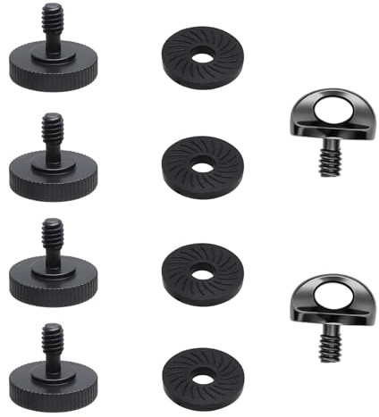 VOSSOT 6 Pezzi Kit Viti Fotocamera 4 Viti Treppiede 1/4 Pollice + 2 Viti con D‑Ring, Tutte con Rondella Antiscivolo, Adattatori Universali per Fotocamera, Treppiede, Piastre QR, Montaggio Rapido