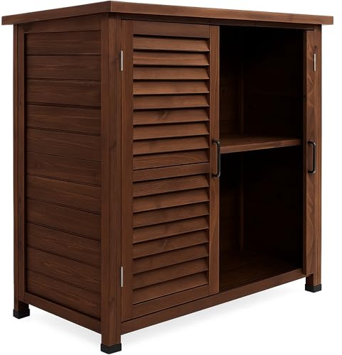 Frankystar Arborea - Armadietto da Giardino 87x96,5x46,5 cm 2 Ante con Tetto Spiovente in Legno di Abete per Attrezzi