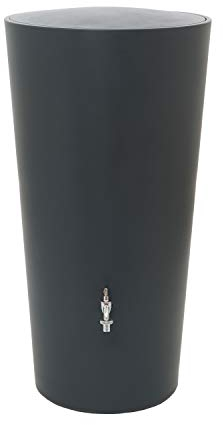 Regentonne anthrazit Regenwassertank Rainbowl 210 Liter aus UV- und witterungsbeständigem Material. Regenfass BZW. Regenwassertonne mit kindersicherem Deckel und hochwertigen Messinggewinde