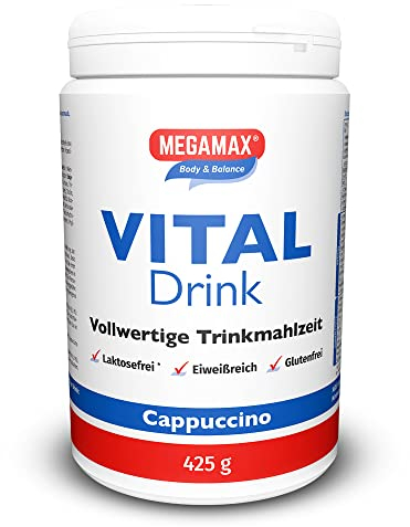 Megamax Nutrition - Cappuccino - Trinkmahlzeit zum Abnehmen - Mahlzeitenersatz - glutenfrei laktosefrei und vegetarisch - Diät-Drink mit Proteinen - 425 g = 10 Portionen - meal replacement shake