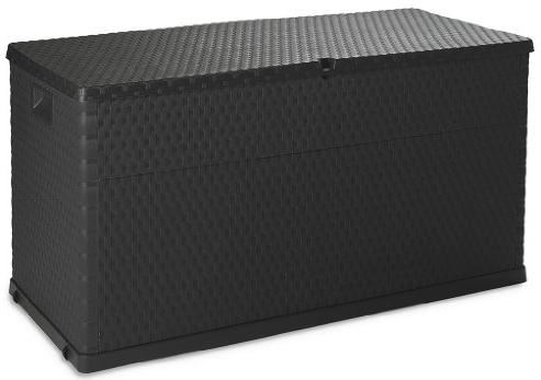 Toomax baule portaoggetti Multibox Rattan in plastica con effetto rattan, volume da 420 litri, colore antracite, dimensioni di 120x56x63h cm, protezione ai raggi UV.