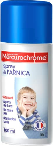 MERCUROCHROME - Spray à l'Arnica - Apaise la Peau - Sensation de Fraîcheur et de Bien-Être - Application Facile - Dès 6 ans - 100 mL - Fabriqué en France