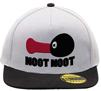 BroiderStudio Noot Noot Pingu Grigio/Nero Cappello Piatto con Visiera Aggiustabile Snapback Unisex Originale Ricamato Cappello Logo Urbano