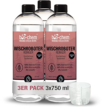 bio-chem Wischroboter Reiniger | Hochkonzentriertes Reinigungsmittel für Wisch- & Saugroboter | Streifenfrei & schnelltrocknend | Frischer Duft | 3x 750 ml mit Dosierhilfe