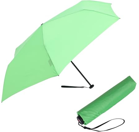 Knirps Taschenschirm Ultra I.030 Slim Manual - Leichtester 115 g - Exklusives Griff-Design - Sturmfest - 21 cm - Grün