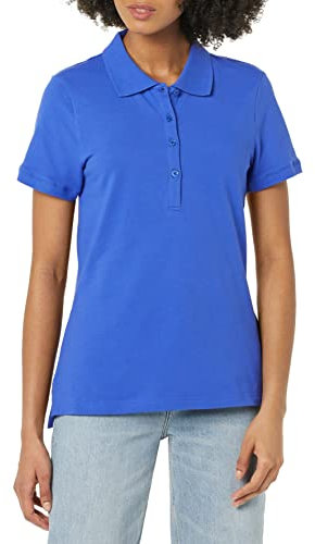 Amazon Essentials Women's Short-Sleeve Polo Shirt (Available in Plus Size), Blue, M