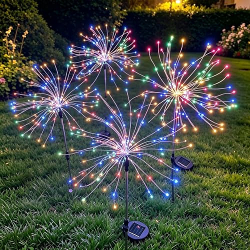 Joysing Luces Solares LED Exterior Jardin 4 Piezas 120 LED Luz Solar