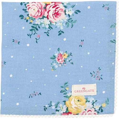 Greengate COTNAPWLLRA2808 Laura Stoffserv. mit Spitze Dusty Blue 40 x 40 cm (1 Stück)