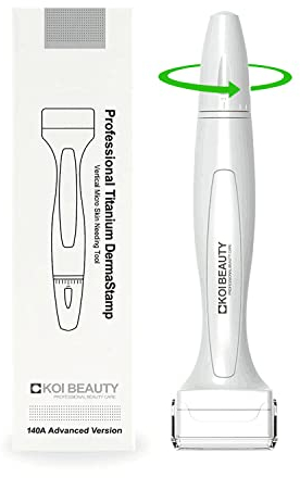 KOI BEAUTY Einstellbar Microneedling Derma Stamp, Professioneller Microneedling Pen mit 140 ECHTE NADELN Titan, DermaPen für Haare, Bartwuchs, Gesicht, Körper, Beste Derma roller Alternative