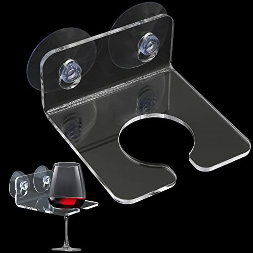 Wine Glass Holder Bathtub Drink Holder Suction Cup Beer Holder - Acrylic Glass Holder Portable Wine Accessories for Bath Shower Home Decor Wine Stand Decoration, Shower in the Bath Red Wine