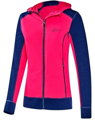 Black Crevice Chaqueta con Capucha Merino para Mujer, Azul y Rosa, 46