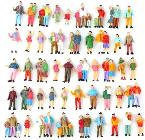 SPORTARC 100 figuras de personas a escala 1:87, modelo de trenes, figuras pintadas, pasajeros, personas para escenas en miniatura, paisaje