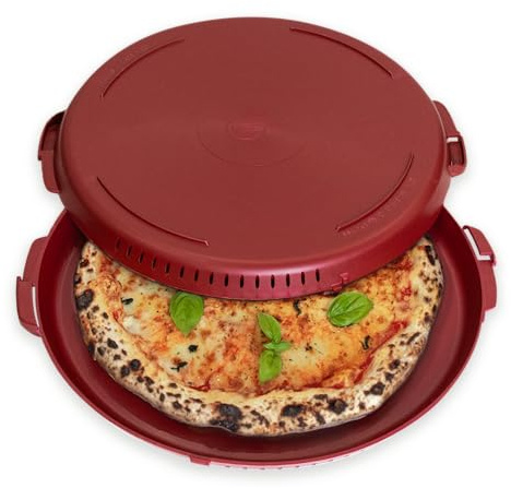PIZZycle Mehrweg Pizzabox Original | Wiederverwendbare Pizza-Aufbewahrungsbox mit Deckel, stapelbar & nachhaltig - für Pizza bis 33 cm (Red Wine)