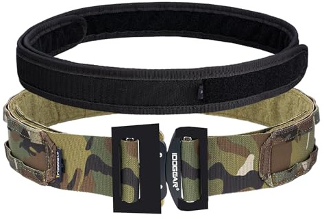IDOGEAR 2-tums Taktiskt MOLLE-bälte för män med 1,75-tums innerbälte Snabbkoppling av metallspänne Tullbälte med krok och ögla
