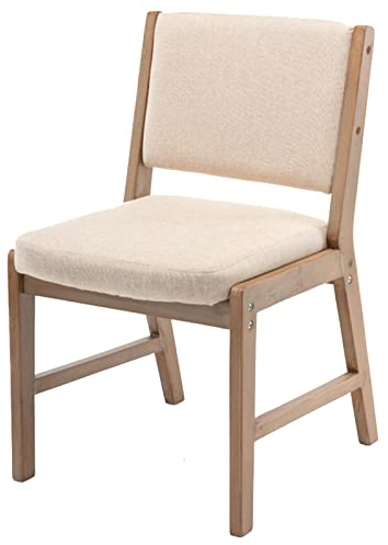 Massivholzstühle Moderne Möbel Restaurant Kücheninseln Hocker mit Rückenlehne und Sitzkissen aus Leinen, Sitzhöhe 46 cm (Farbe:Khaki) Interesting