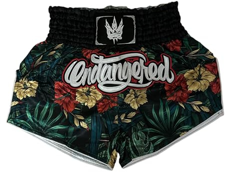 Endangered Fightwear Floral Muay Thai Shorts (S) Bright, Colourful High Waist Gym and Competition Shorts for Muay Thai and Boxing - 8 Designs - UK