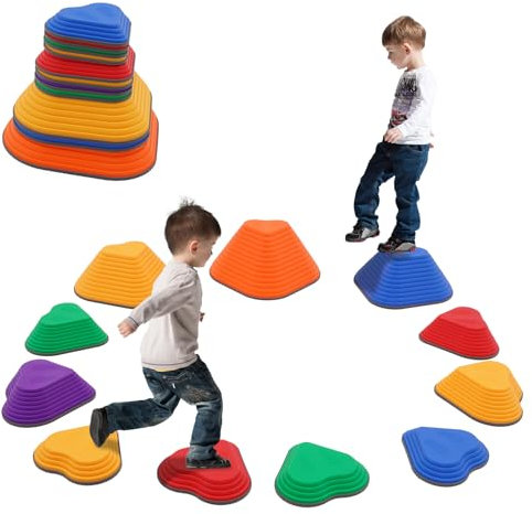Sensory Balance Stepping Stones for Kids,11 PCS Durable Stackable Non-Slip Balance Stones,Obstacle Courses Toys Indoor & Outdoor to Boost Balance & Motor Skills,Gifts for Girls and Boys