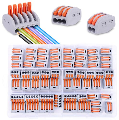 Kabelverbinder,60 Elektrische Anschlüsse mit Steuerstange, Elektrischer Anschluss,PCT – 212 (30 Stück),PCT – 213 (20 Stück),PCT – 215 (10 Stück) Verbindungsklemme (Kunststoffbox)