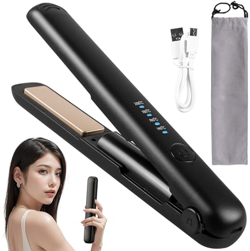 Vegena Lisseur Cheveux Sans Fil, Mini Lisseur De Voyage, Fer À Lisser Sans Fil, Lisseur Cheveux Professionnel Fer À Lisser 2 En 1 Pour Cheveux Longs Ou Courts