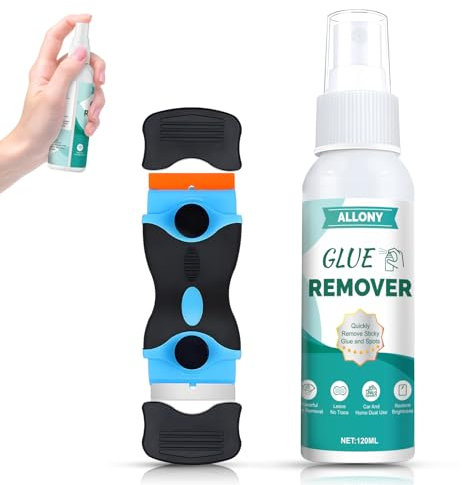 Allony Quita Pegamento Adhesivo, Disolvente para Quitar Etiquetas y Adhesivos, Diseñado para Superficies de Vidrio y Metal, 120ml