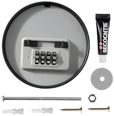 Caja de Seguridad para Llaves, con Código de Combinación de 4 Dígitos, Aleación de Zinc, Redonda, Caja Fuerte Llaves Montaje en Pared para Hogar, Garaje, Escuela, Oficina, Gimnasio