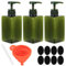 3 Pcs 450ml Pump Bottle Dispenser, Reusable Empty green Plastic Lotion Soap Dispenser Pump Bottles, Refillable Square Dispenser Bottle for Essential Oil Soap Lotion Shampoo Bathroom Kitchen Travel