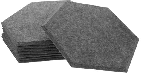 VINTORKY Panneaux Acoustiques Hexagonaux 8pcs En Feutre 3D Absorbeurs De Bruit Pour Mur Réduction Du Son Isolation Phonique Profondeur Couleur Foncé Dimensions