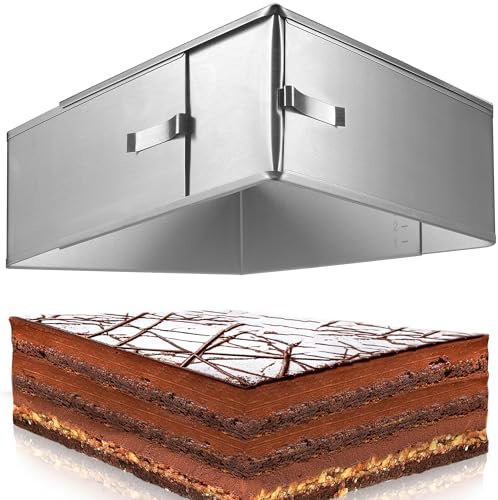 Menz Backrahmen rechteckig verstellbar – 8 cm hohe Edelstahl Backform rechteckig für die Zubereitung von Schichttorten - Kuchenform eckig zum Backen