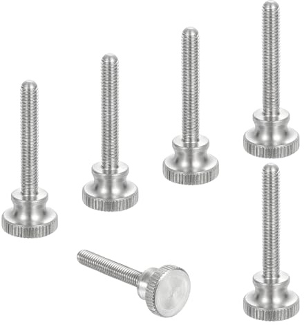 sourcing map M5x25mm Knurled Thumb Screws, 304 Stainless Steel Diamond Head Thumb Screws Metric Knurled Head Bolts with Shoulder Grip Knobs Hand Tighten Thread Fasteners, 16mm Dia. 6 Pcs