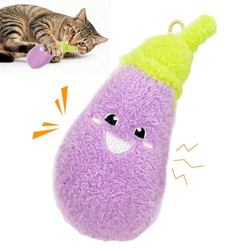 ZeePet Katzenspielzeug mit Katzenminze und Quietscher, Interaktives Baby Grace Plüsch-Kickerspielzeug für Hauskatzen und Kätzchen, weiches Kauspielzeug zur Zahnreinigung, zum Selbstspielen (Aubergine)