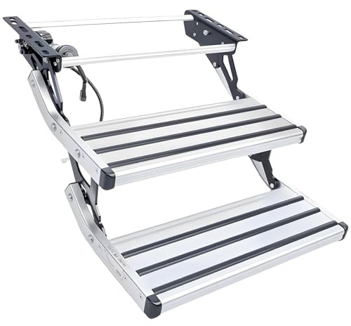 Manuella elektriska infällbara husbilstrappor, husvagnstrappa, elektriskt husbilssteg, hopfällbart, aluminiumlegering, halkfri pedal, för husbilar, campingbilar, husvagnar Double
