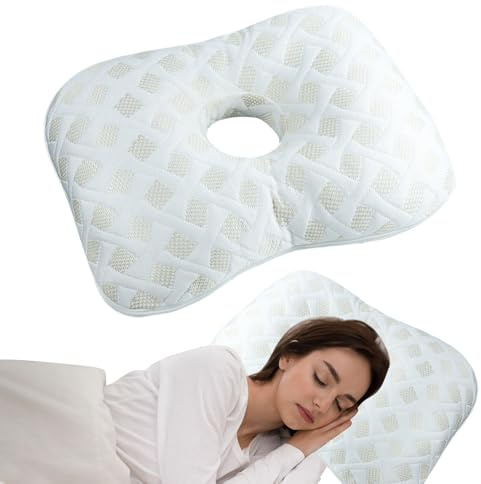 KBIBCK 17 Inch Ear Piercing Pillow, Ear Pillow, Piercing Pillow, Ear Pillow with Hole for Side Sleepers, Releasing EarPain, Sleeping Guard(White)