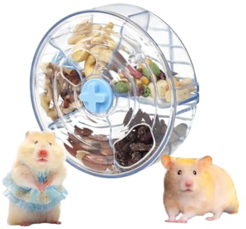 Grtheenumb Interactive Rat Foraging Toy with Transparent Rotating Wheel - Enrichment Toy for Rats & Hamsters to Slow Feed & Exercise, Easy to Clean Small Pet Cage Accessory