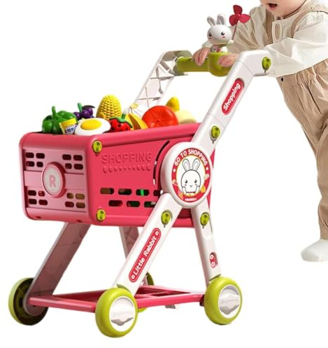 Children's Shopping Trolley Toy Educational and Interactive | Play food children's shopping cart play kitchen accessories role play trolley for and girls preschool children holidays