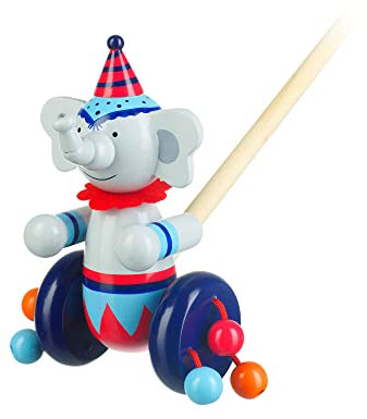 Orange Tree Toys Elephant Push Along Toy - Animal Push and Pull Along Toys for 1 Year Olds, Wooden Toys - Toddler Toy, 1st Birthday Gifts For Boy and Girl - Early Development & Activity Toys